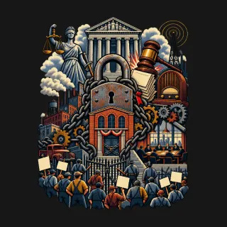 Taft-Hartley Act four-color pixel-art artwork