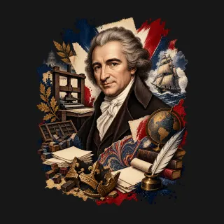 Thomas Paine three-color mixed-media artwork