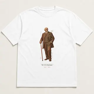 Front of a white tee carrying the light academia W. E. B. Du Bois design