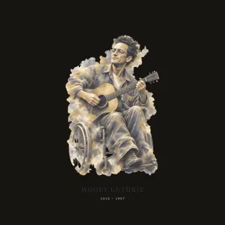 Woody Guthrie, marble mist artwork