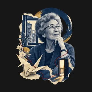 Yuri Kochiyama three-color mixed-media artwork